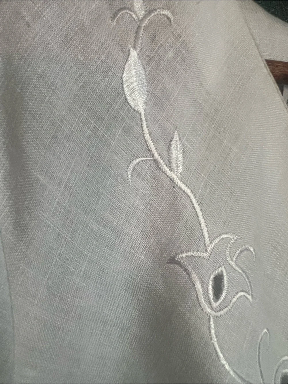 Irish Linen Embroidered Blouse XL White - Picture 9 of 9